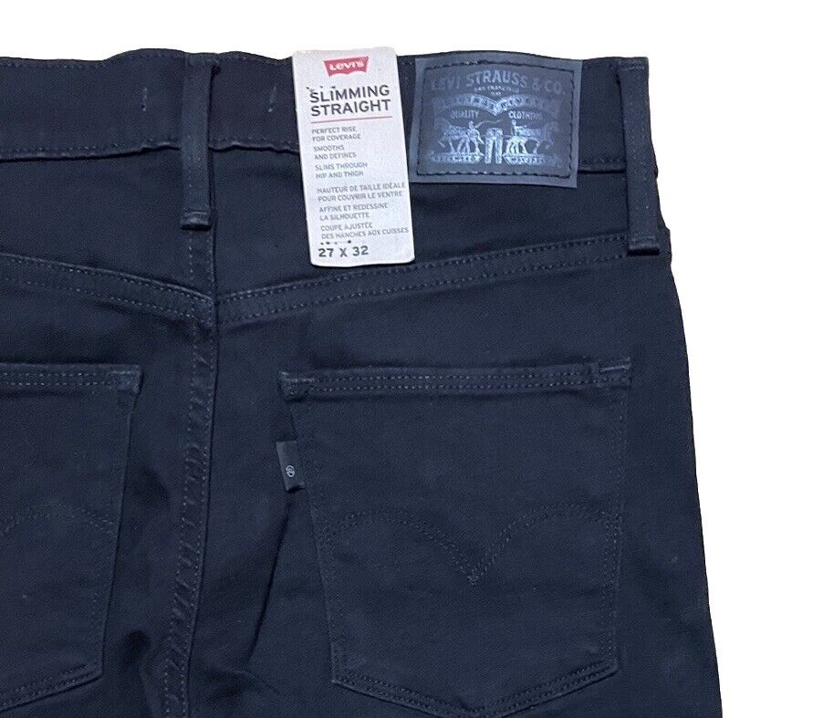 Levis Damen Jeans Slimming Straight Gerades Bein schwarz Größe 27 / 32