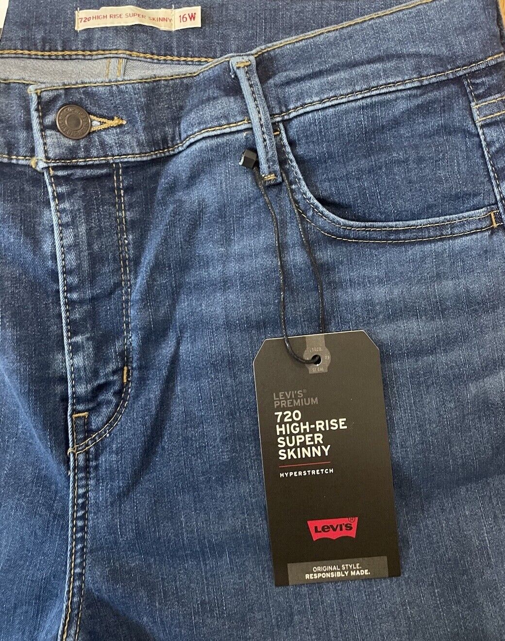 Levis Damen Jeans 720 High-Rise Super Skinny - blau - 16 M Gr 33