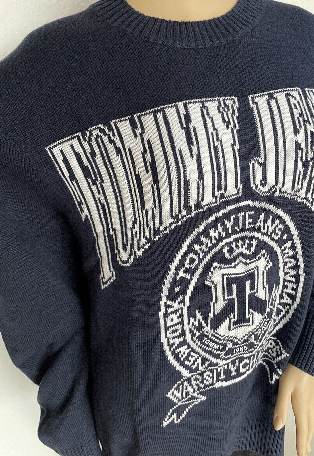 Tommy Hilfiger Tommy Jeans Herren Pullover Strickpullover Rundhals Dunkelblau M