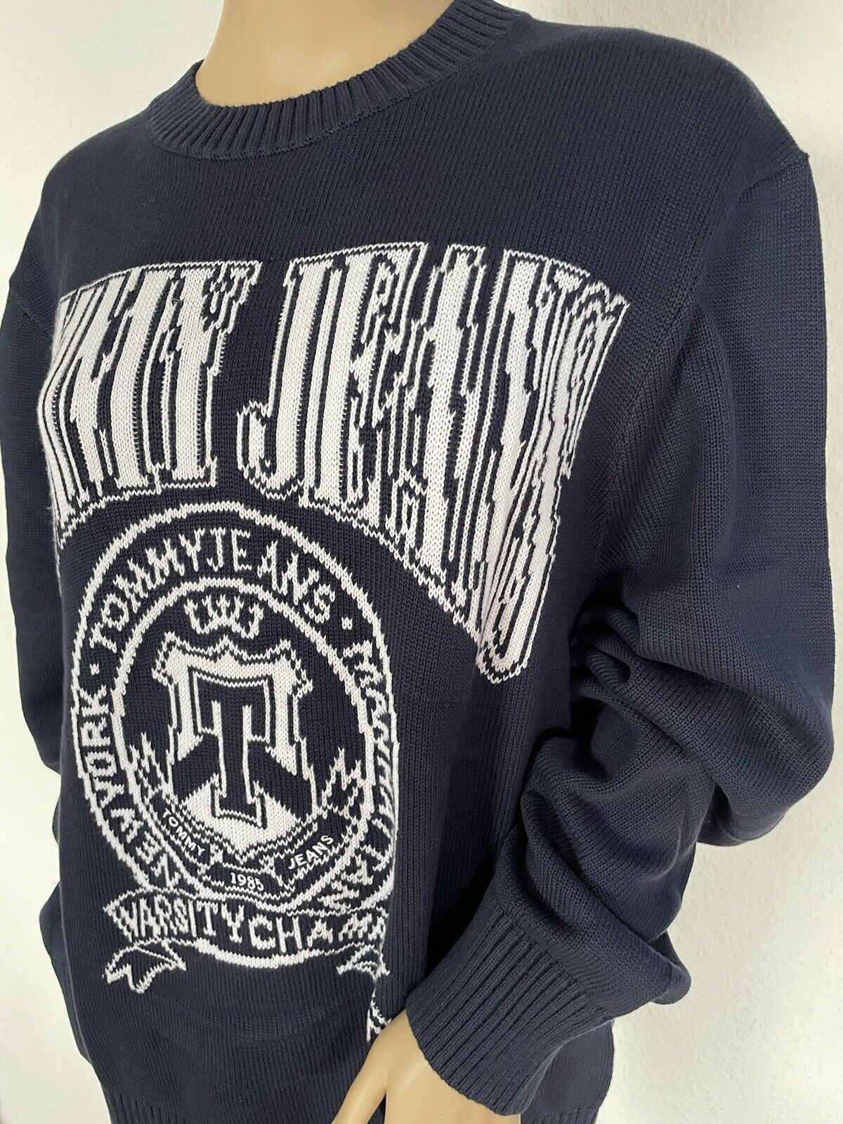 Tommy Hilfiger Tommy Jeans Herren Pullover Strickpullover Rundhals Dunkelblau M