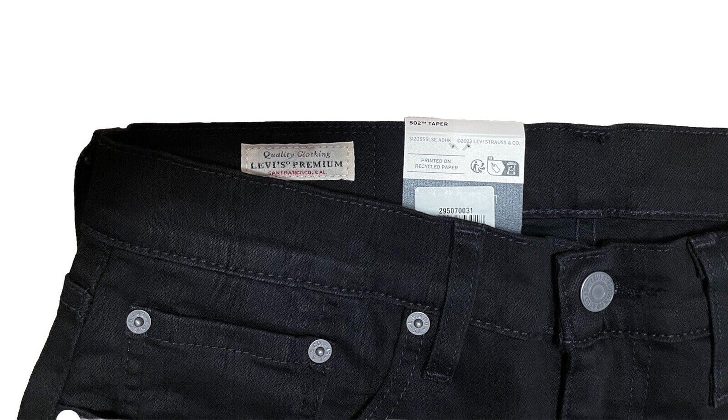 Levis Herren Jeans 502 Taper Straight Fit Gerades Bein Schwarz Größe 31/32