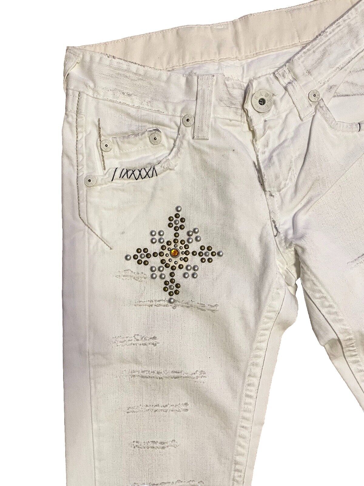 Damen Jeans Rag Recycle Rag Restyle Straight weiß Größe 25