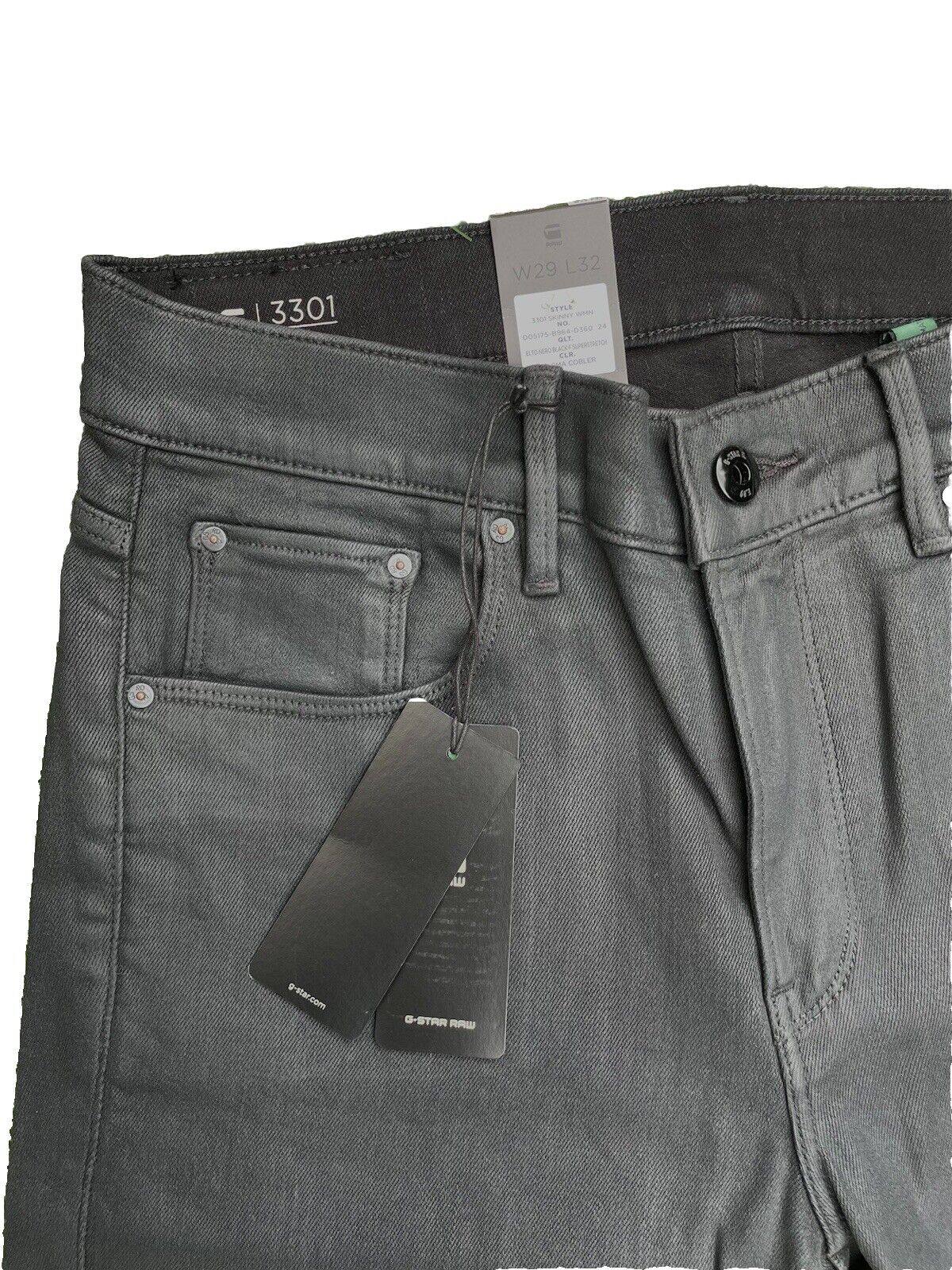 G-Star Damen Jeans 3301 Skinny Magma Cobler Röhre schwarz Größe 29 / 32