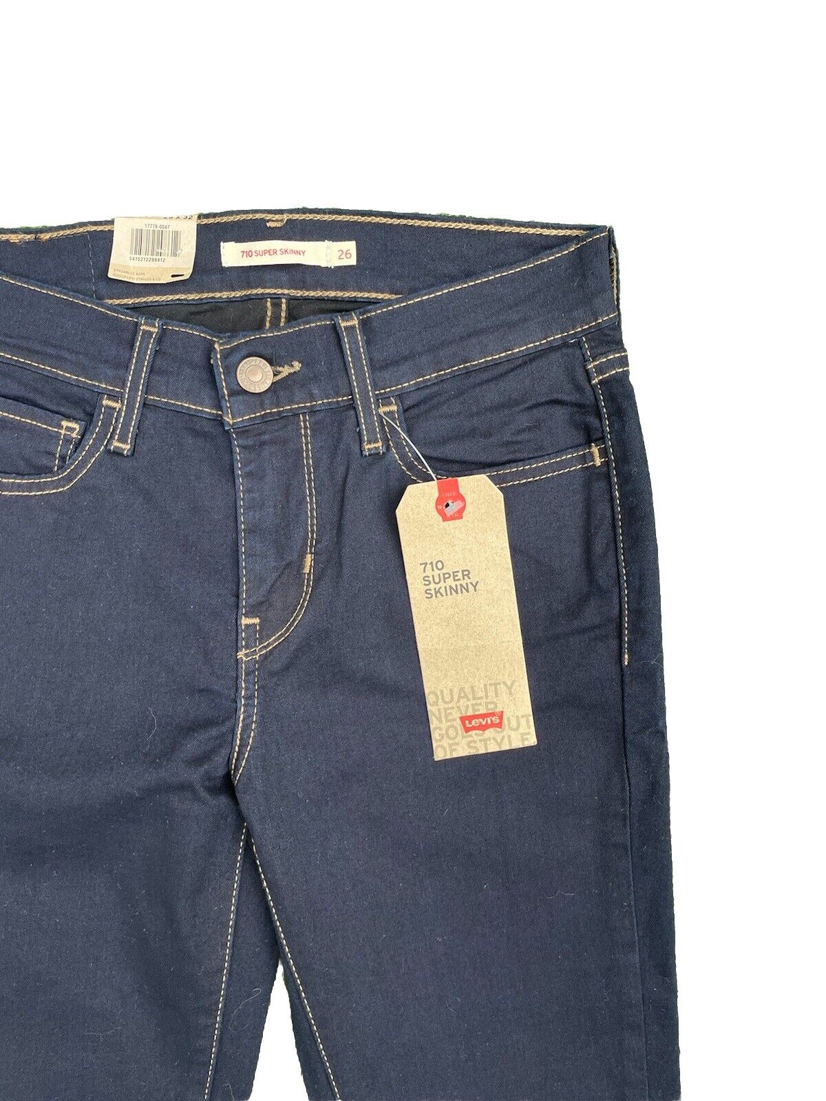 Levis Damen Jeans 710 Super Skinny Mid Rise Dunkelblau Größe 26 / 32