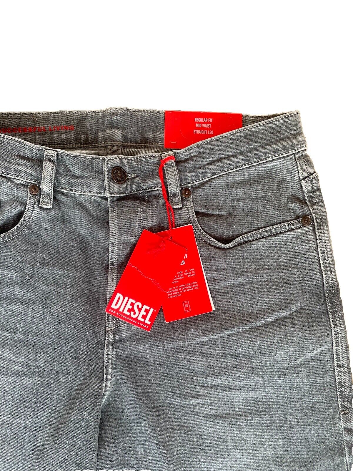 Diesel Herren Jeans Viker Regular Fit Mid Waist Straight Leg Gerade grau 30/34