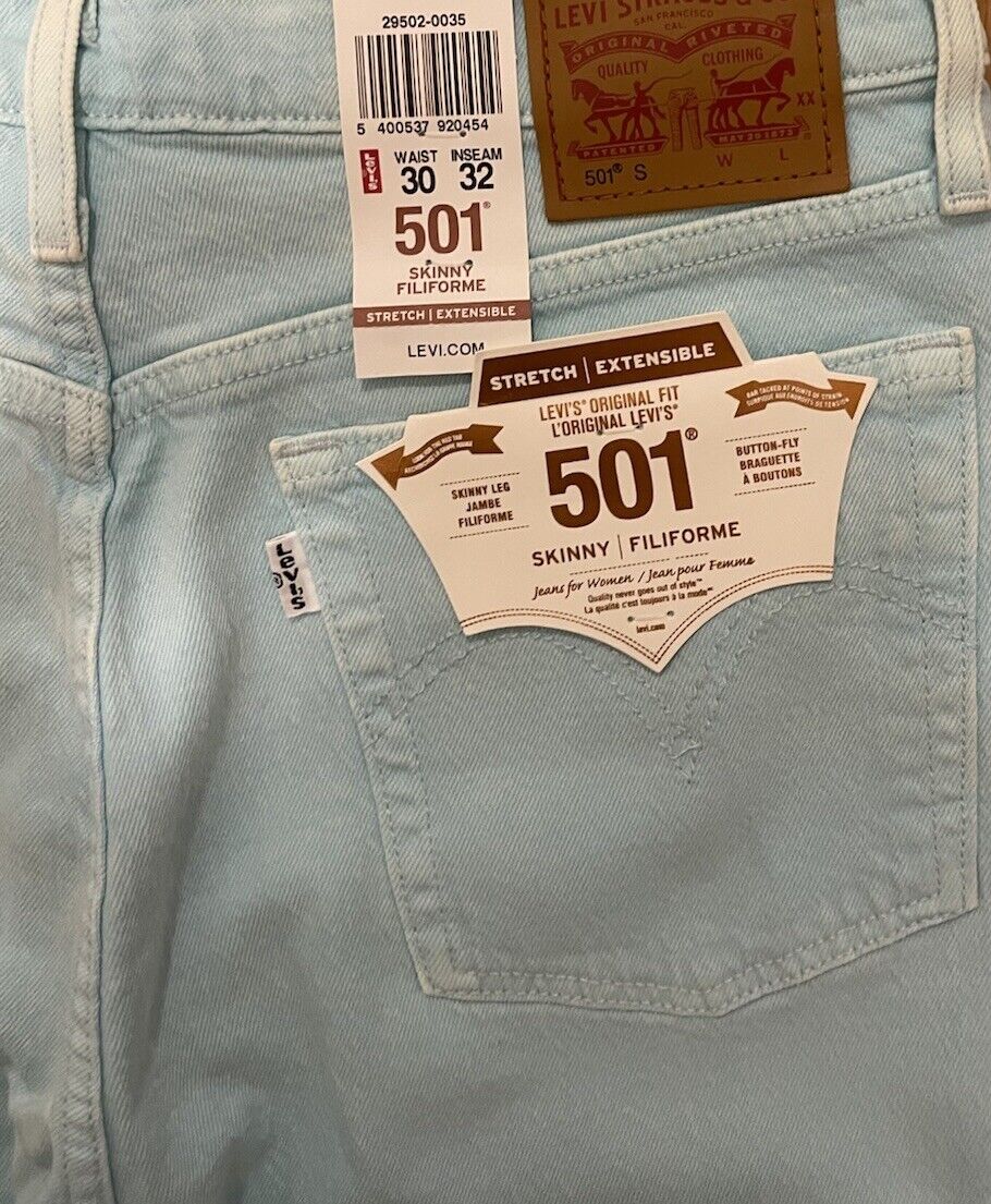 Levis Damen Jeans 501 Skinny - türkis / mint - Gr. 30/32
