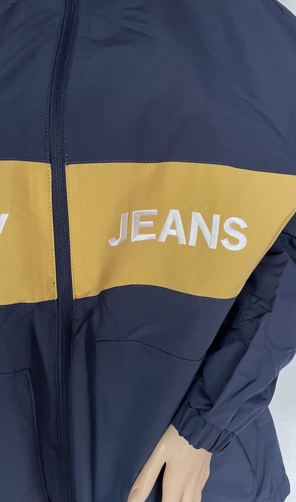 Tommy Hilfiger Tommy Jeans Herren Jacke Windbreaker Print blau gelb L