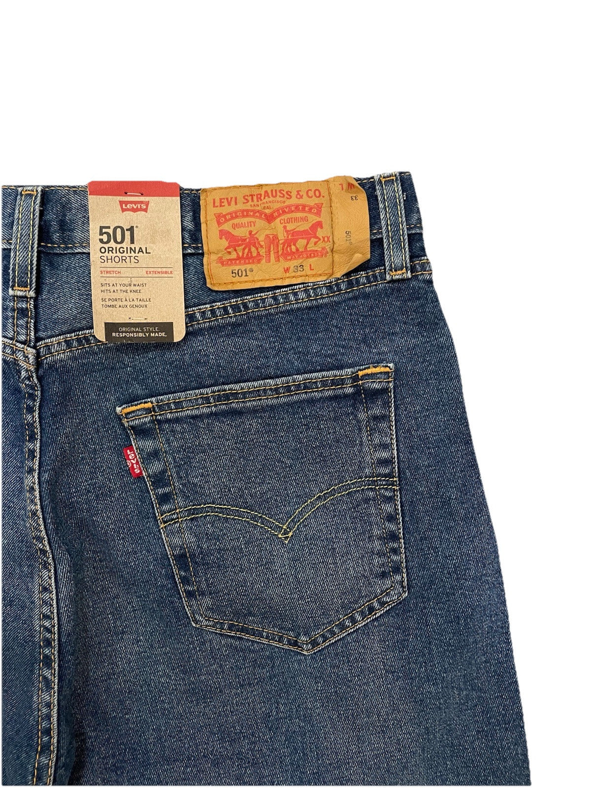 Levis Herren Jeans 501 Shorts Bermuda kurz - blau - Gr. 33
