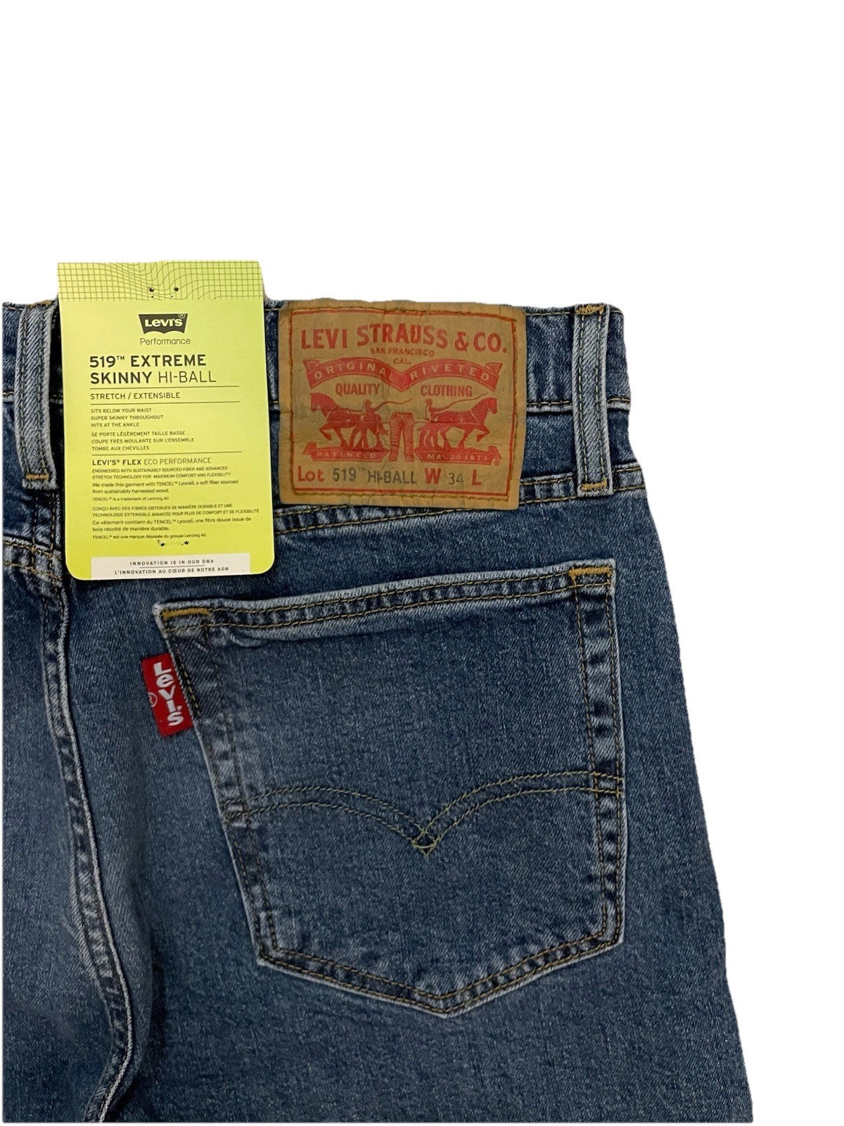 Levis Herren Jeans 519 Extreme Skinny Hi-Ball - blau / dunkelblau - Gr. 34