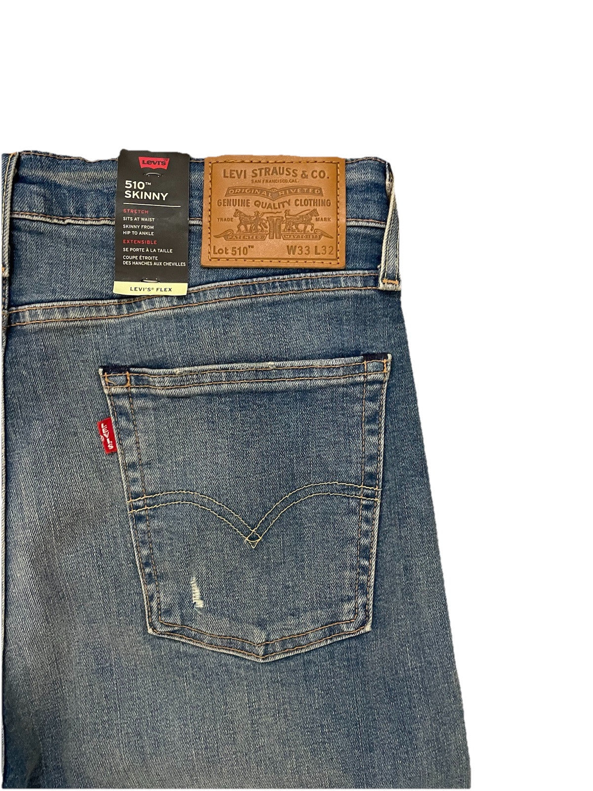 Levis Herren Jeans 510 Skinny Destroyed - blau - Gr. 33/32