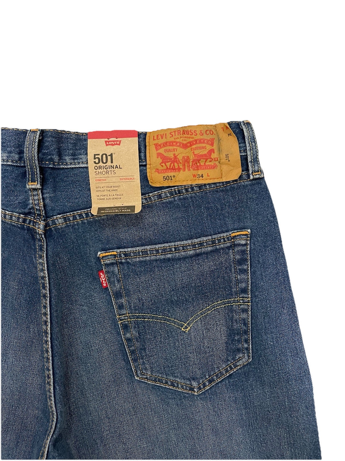 Levis Herren Jeans 501 Shorts Bermuda kurz - blau - Gr. 34
