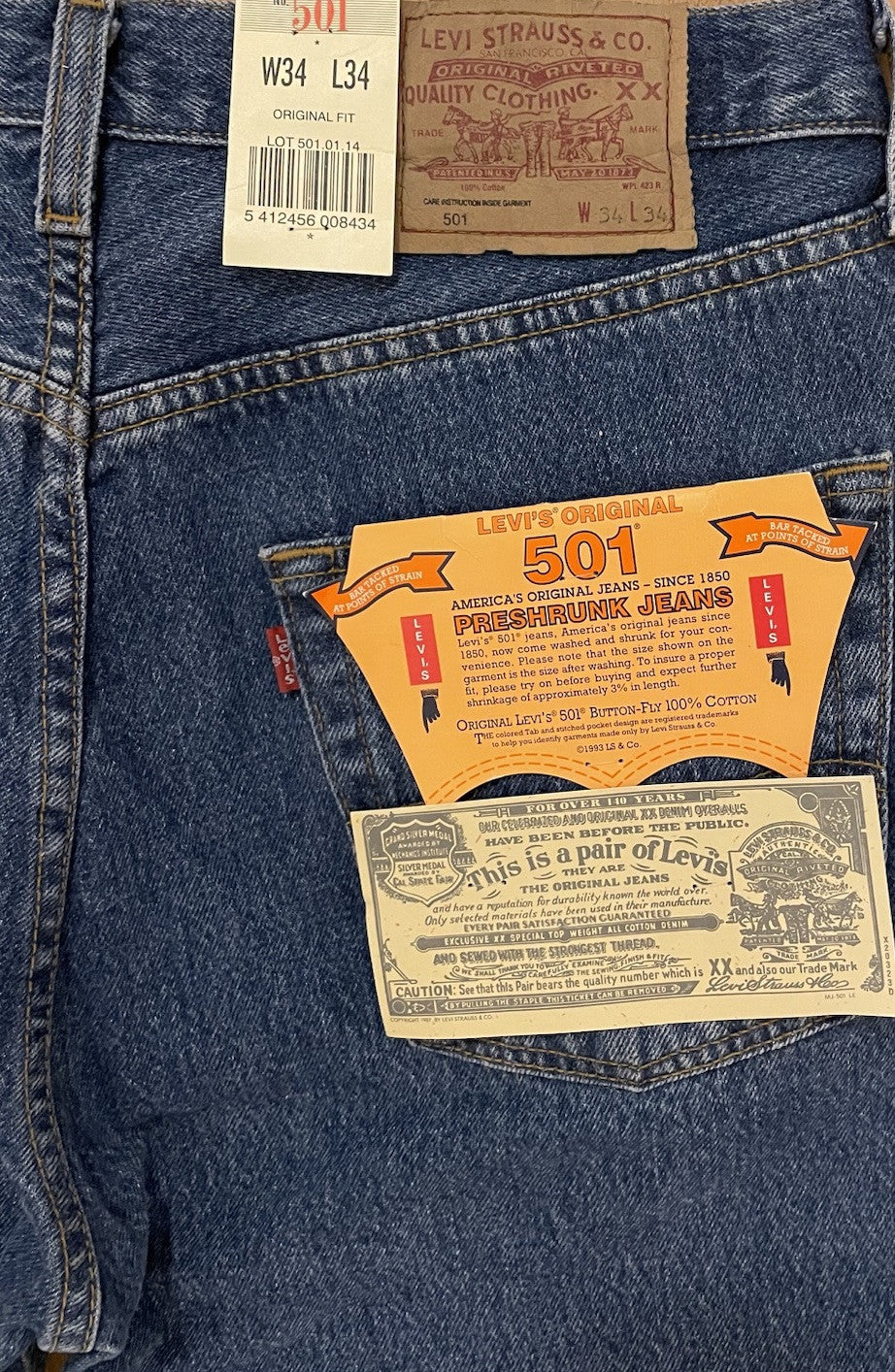 Levi’s Herren Jeans 501 gerades Bein - blau - Gr. 34/34