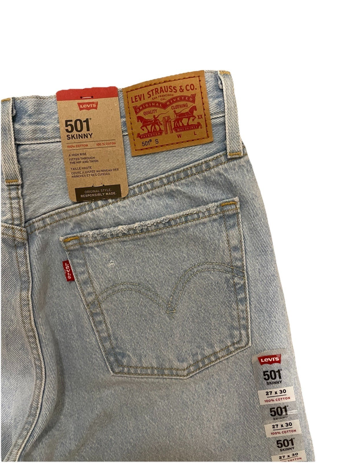 Levis Damen Jeans 501 Skinny High Rise - hellblau / blau - Gr. 27/30