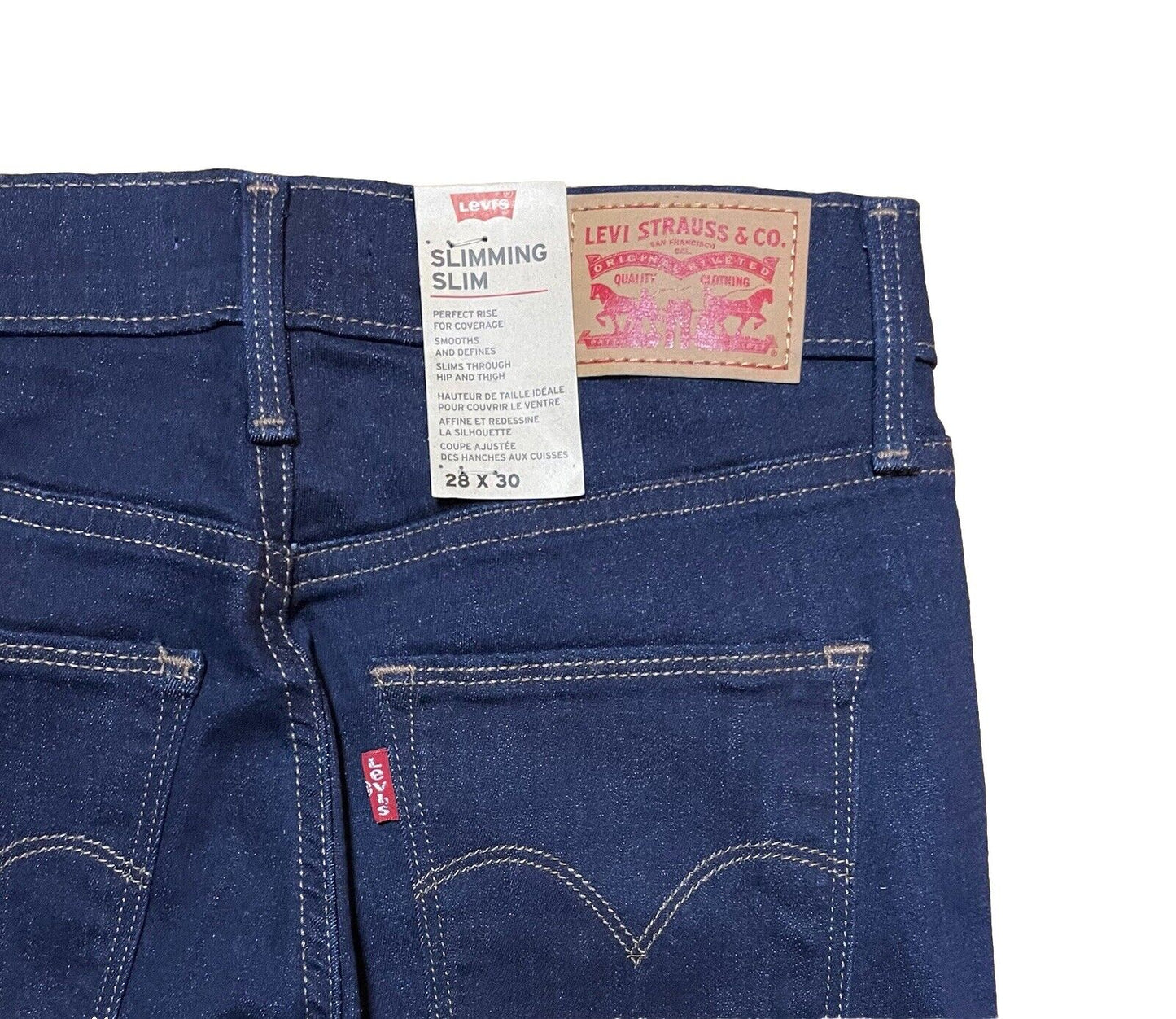 Levis Damen Jeans Slimming Slim Gerades Bein blau dunkelblau Größe 28 / 30