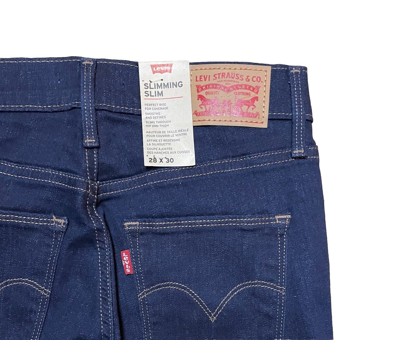 Levis Damen Jeans Slimming Slim Gerades Bein blau dunkelblau Größe 28 / 30