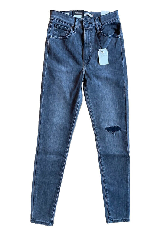 Levis Damen Jeans Mile High Super Skinny Hyperstretch Grau Destroyed 27/28