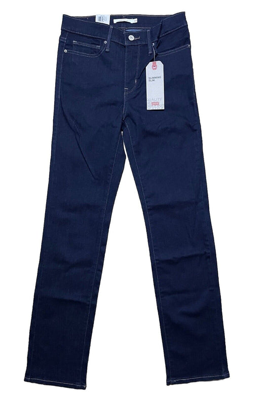 Levis Damen Jeans Slimming Slim Gerades Bein blau dunkelblau Größe 28 / 30