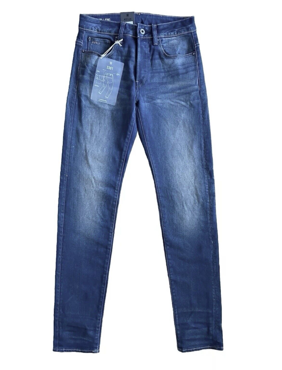 G-Star Raw Jeans Damen 3301 Slim Fit Gerades Bein blau 27/34