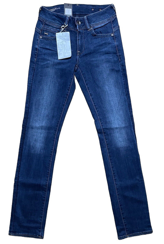 G-Star Damen Jeans Midge Saddle Mid Straight Gerades Bein Medium Aged Blau 27/32