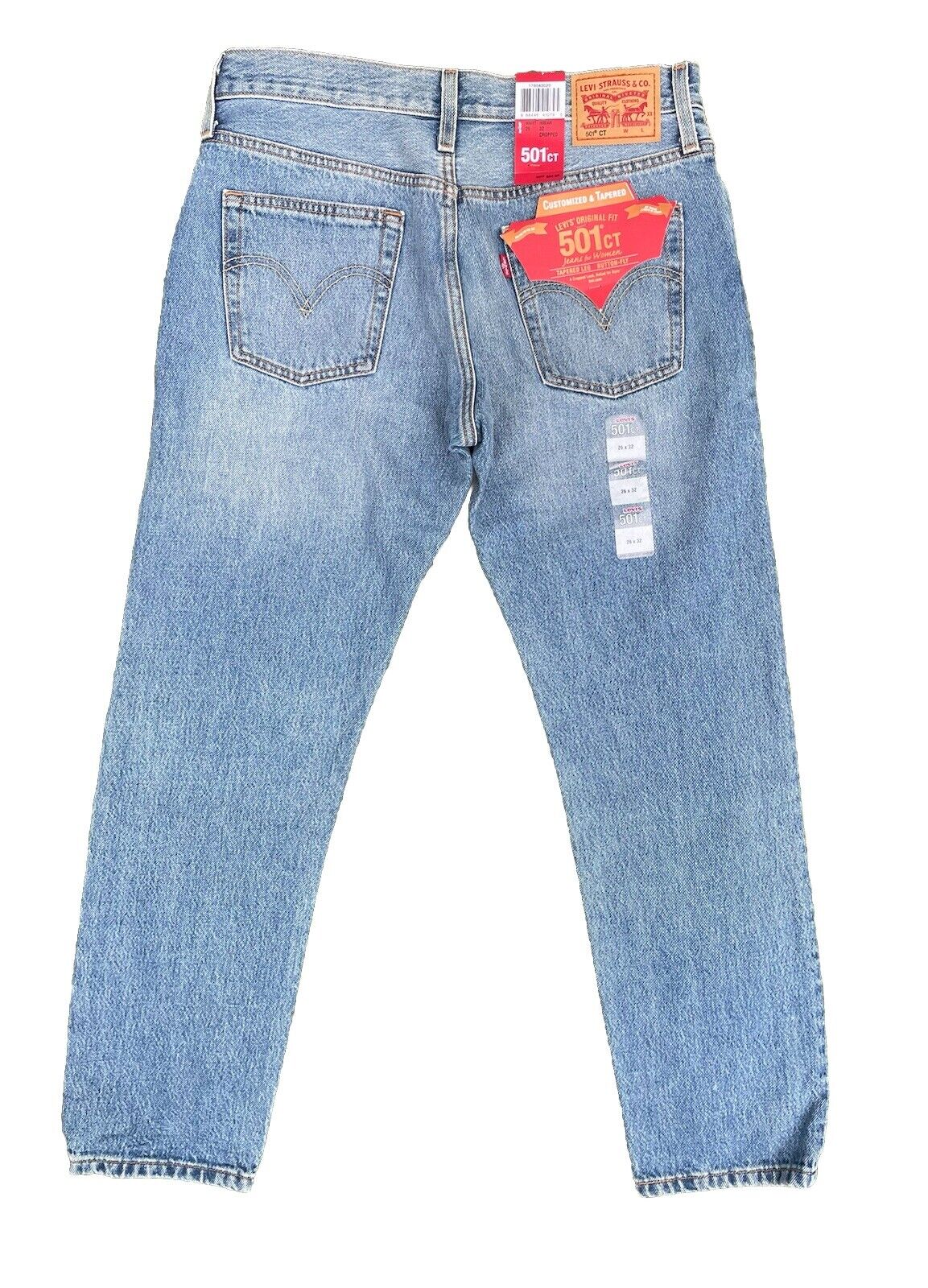 Levis Damen Jeans 501 Tapered Leg Cropped Destroyed Blau Größe 26 / 32