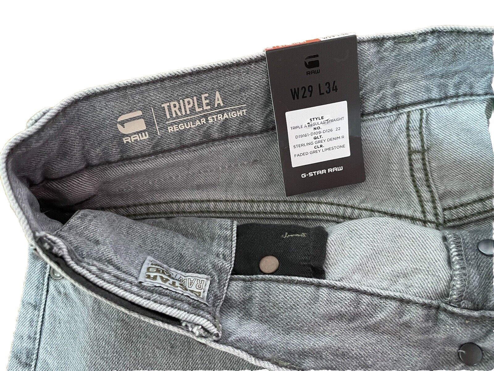 G-Star Herren Jeans Triple A Regular Straight grau Größe 29/34