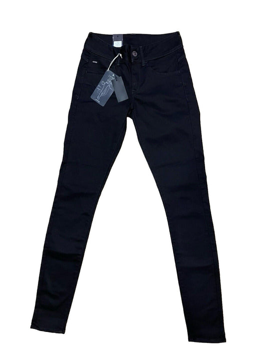 G-Star Damen Jeans Lynn d-Mid Super Skinny Rinsed Schwarz Größe 28 / 34