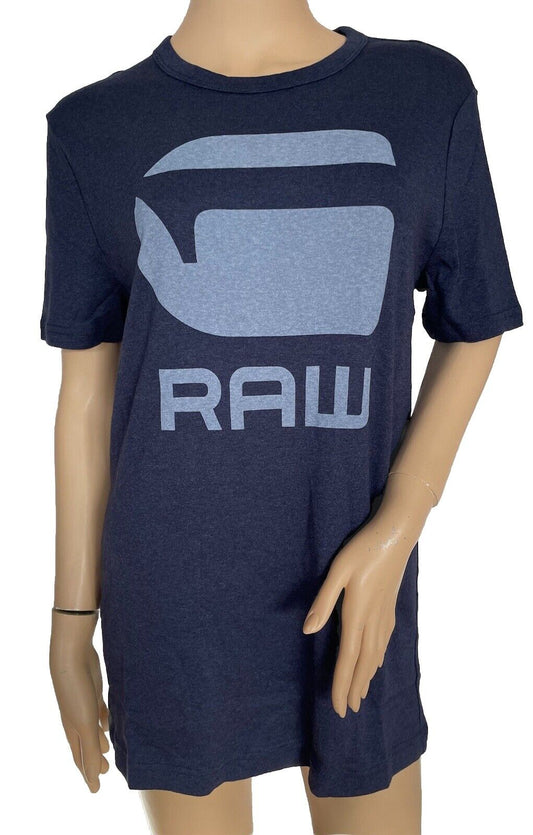 G-Star Herren T-Shirt Kurzarm Basic Print Muster blau Größe L
