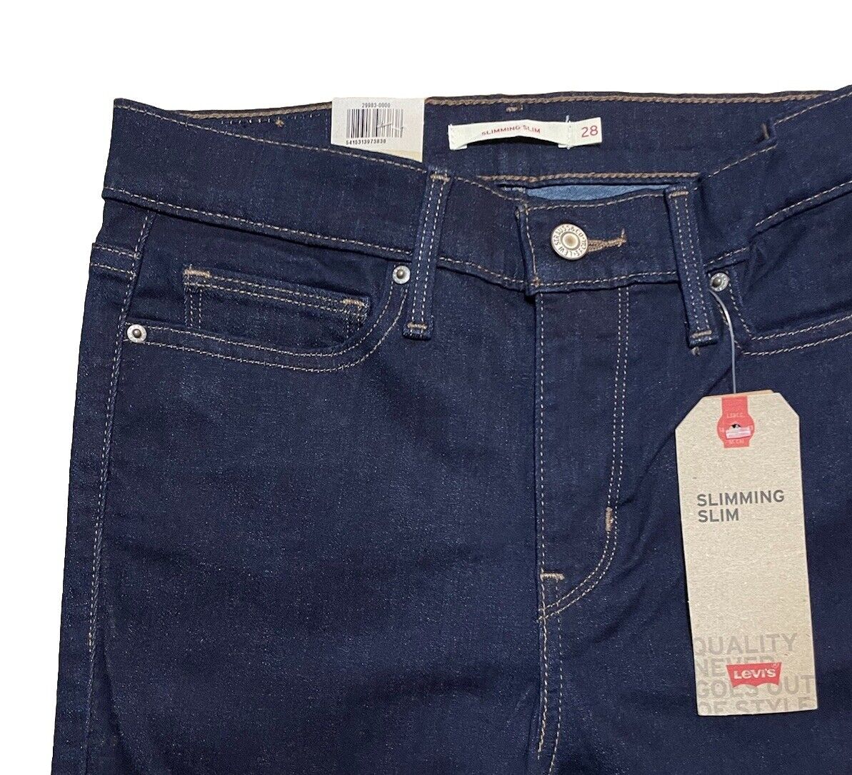 Levis Damen Jeans Slimming Slim Gerades Bein blau dunkelblau Größe 28 / 30
