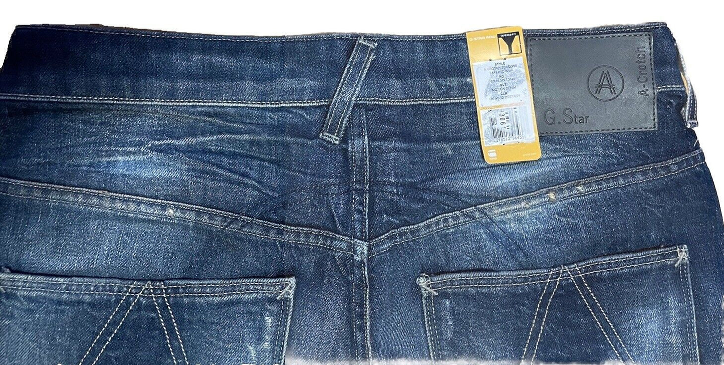 G-Star Damen Jeans A Crotch 3D Loose Tapered Destroy blau mittelblau Größe 29/32