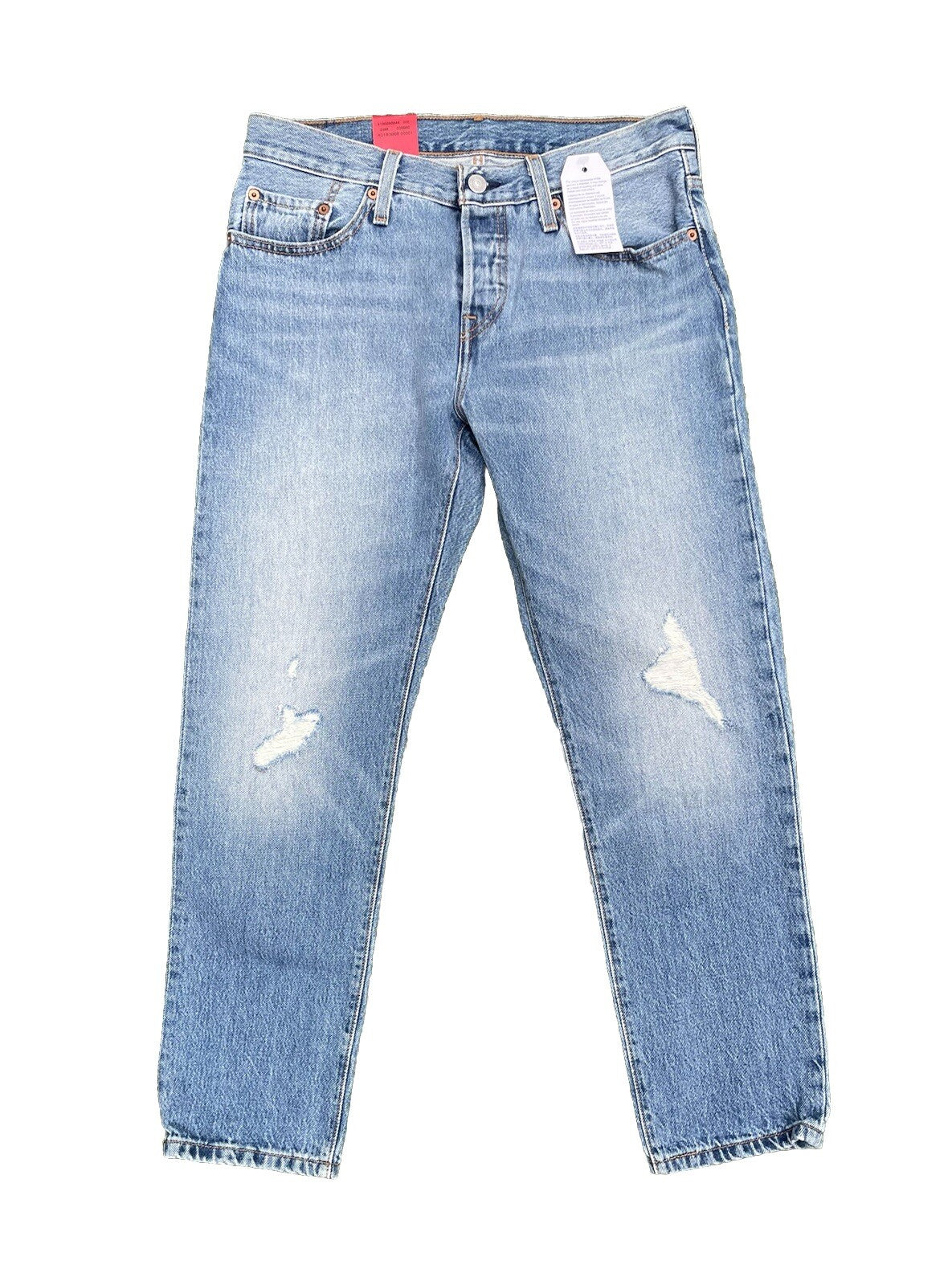 Levis Damen Jeans 501 Tapered Leg Cropped Destroyed Blau Größe 26 / 32