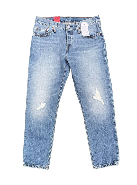 Levis Damen Jeans 501 Tapered Leg Cropped Destroyed Blau Größe 26 / 32