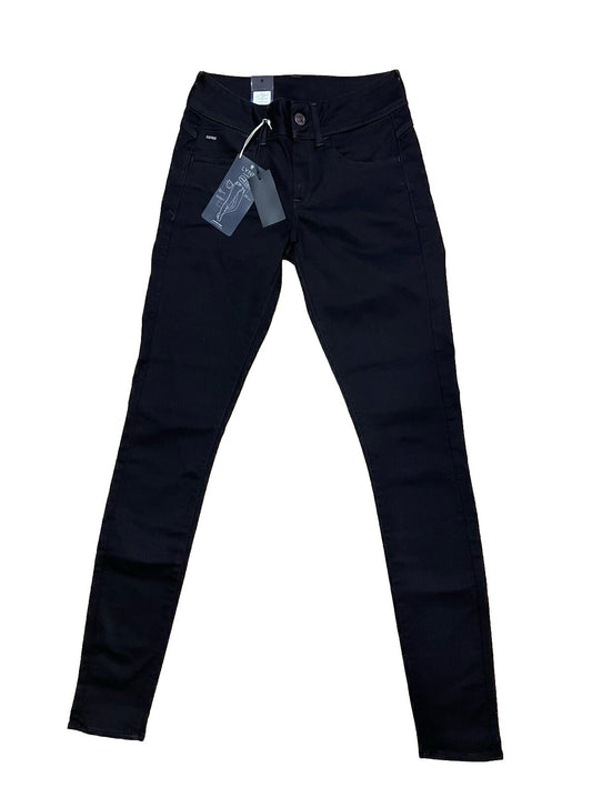 G-Star Damen Jeans Lynn d-Mid Super Skinny Rinsed Schwarz Größe 28 / 34