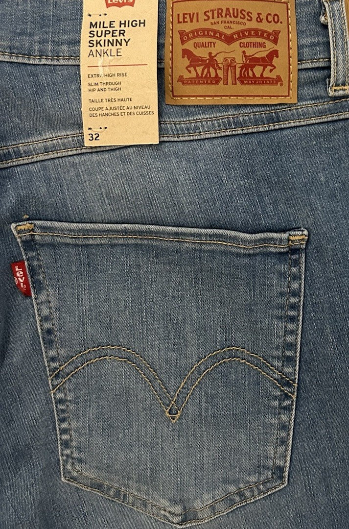 Levi’s Damen Jeans Mile High Super Skinny Ankle - blau/hellblau - W 32