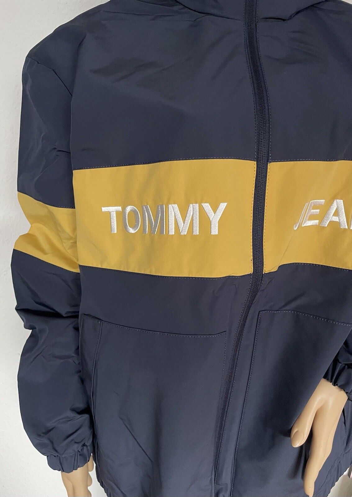 Tommy Hilfiger Tommy Jeans Herren Jacke Windbreaker Print blau gelb L