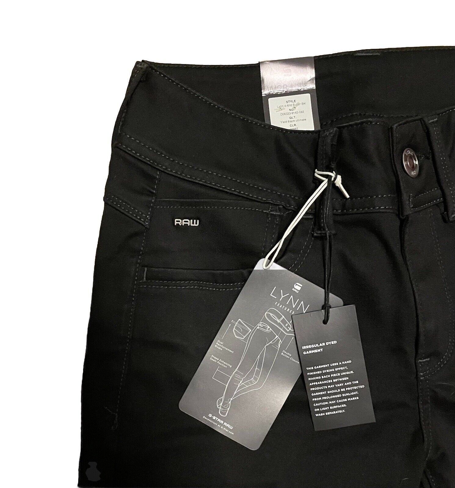 G-Star Damen Jeans Lynn d-Mid Super Skinny Rinsed Schwarz Größe 28 / 34