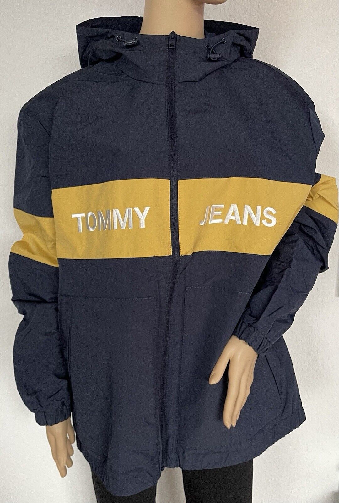 Tommy Hilfiger Tommy Jeans Herren Jacke Windbreaker Print blau gelb L