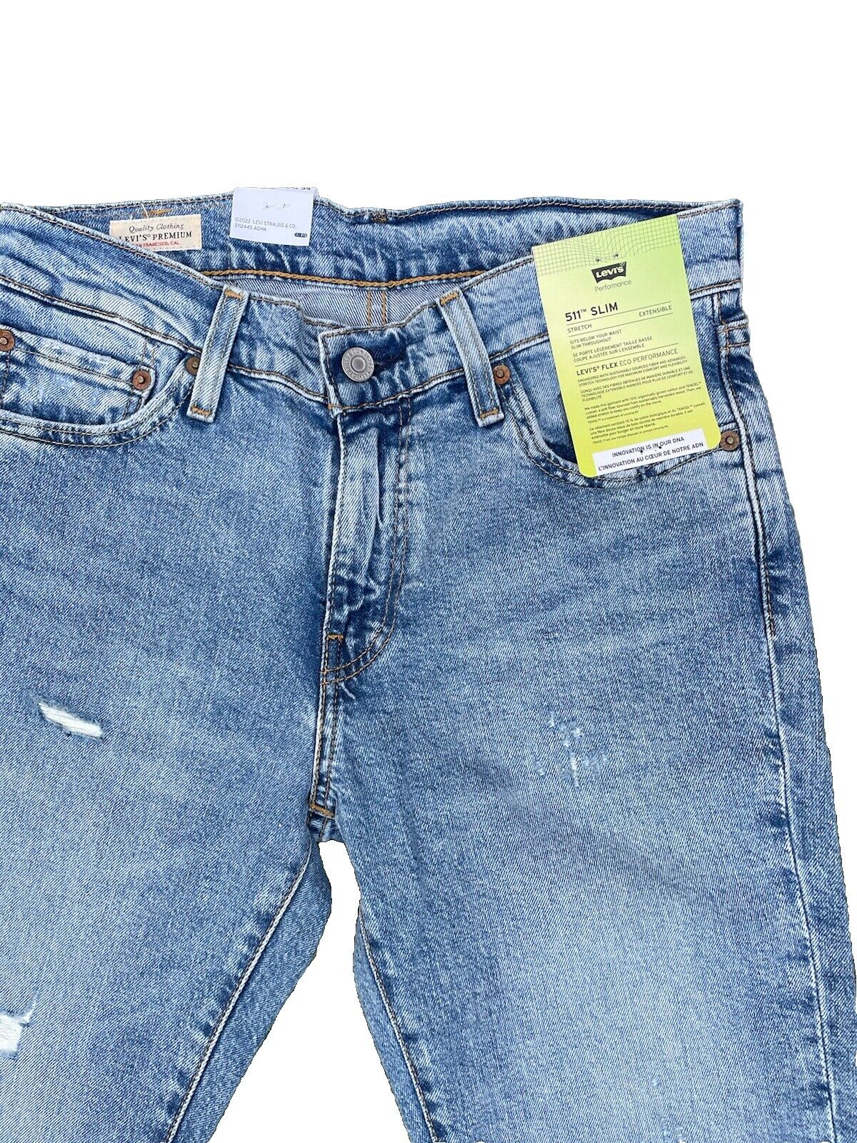 Levis Jeans Herren 511 Slim Stretch Destroyed blau Größe 29 / 34