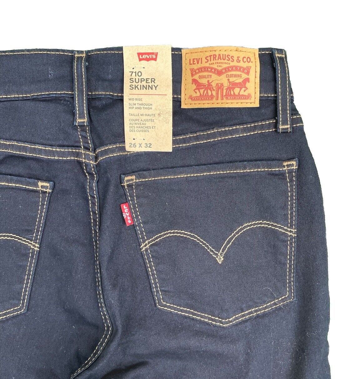 Levis Damen Jeans 710 Super Skinny Mid Rise Dunkelblau Größe 26 / 32