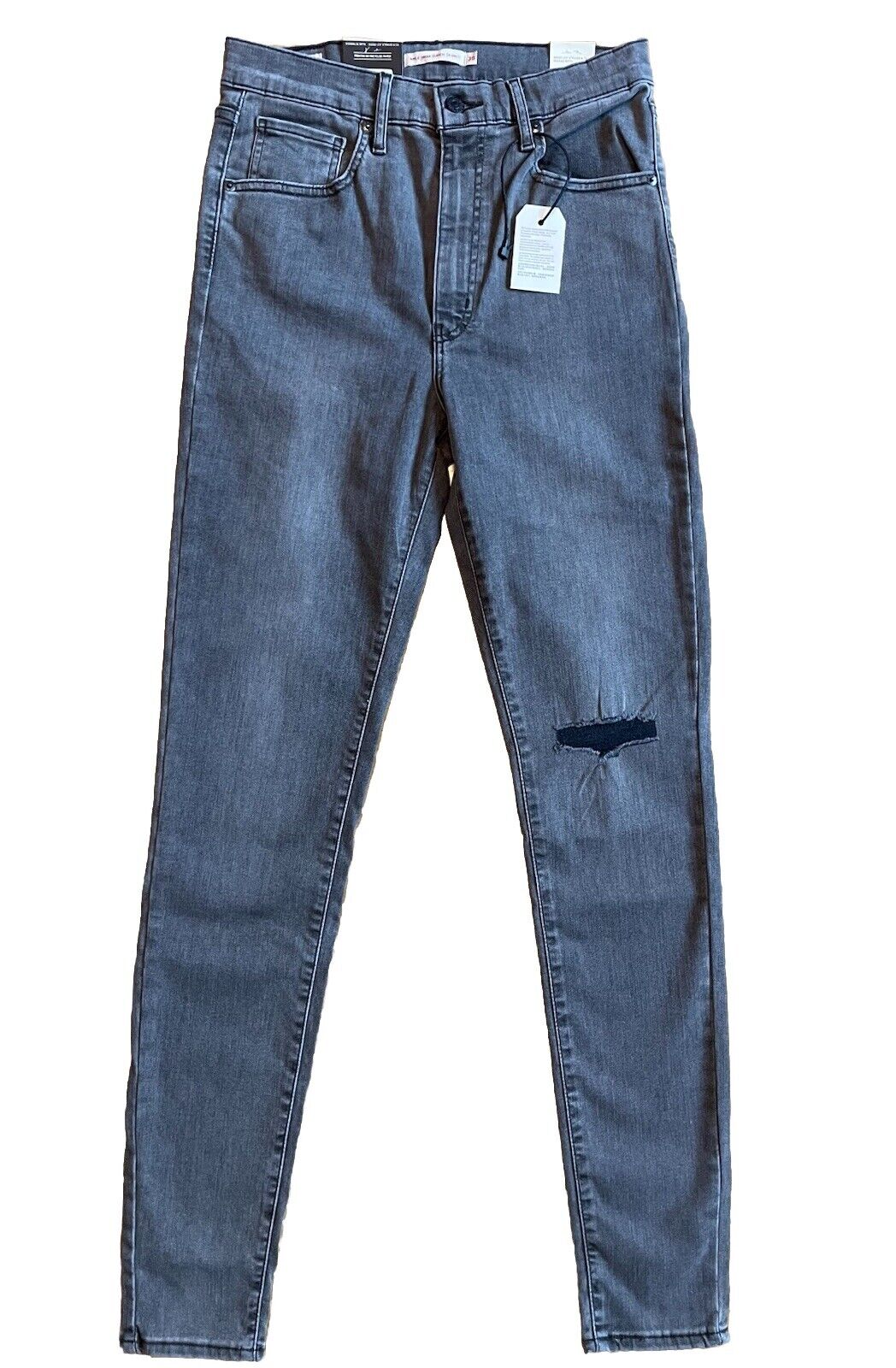 Levis Damen Jeans Mile High Super Skinny Hyperstretch Grau Destroyed 30/32