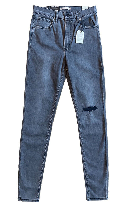 Levis Damen Jeans Mile High Super Skinny Hyperstretch Grau Destroyed 30/32