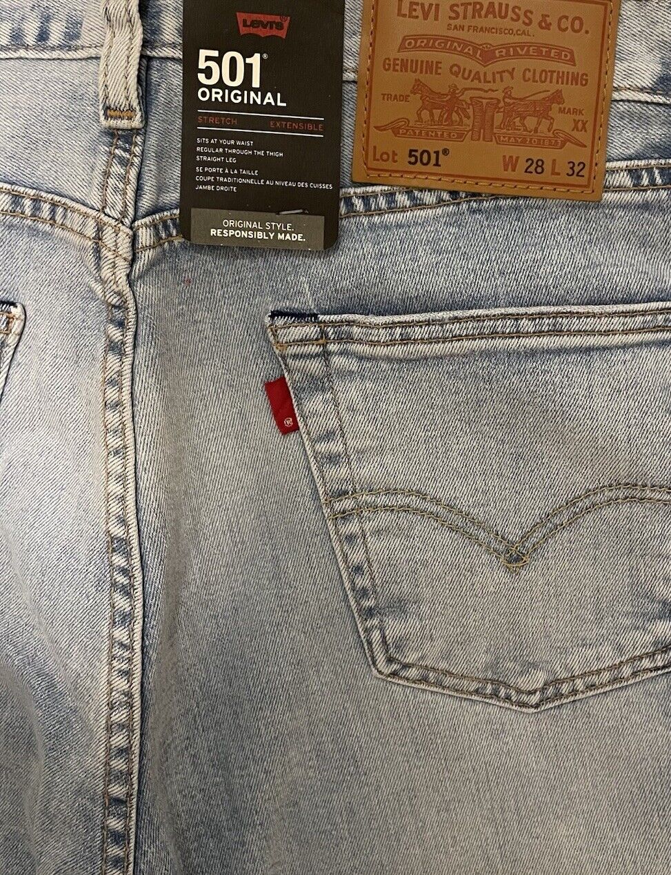 Levis Damen Jeans 501 Original Gerades Bein - hellblau - blau - Gr. 28/32