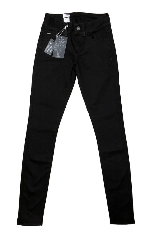 G-Star Damen Jeans Lynn d-Mid Super Skinny Black Schwarz Größe 28/34
