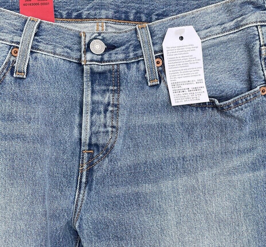 Levis Damen Jeans 501 Tapered Leg Cropped Destroyed Blau Größe 26 / 32