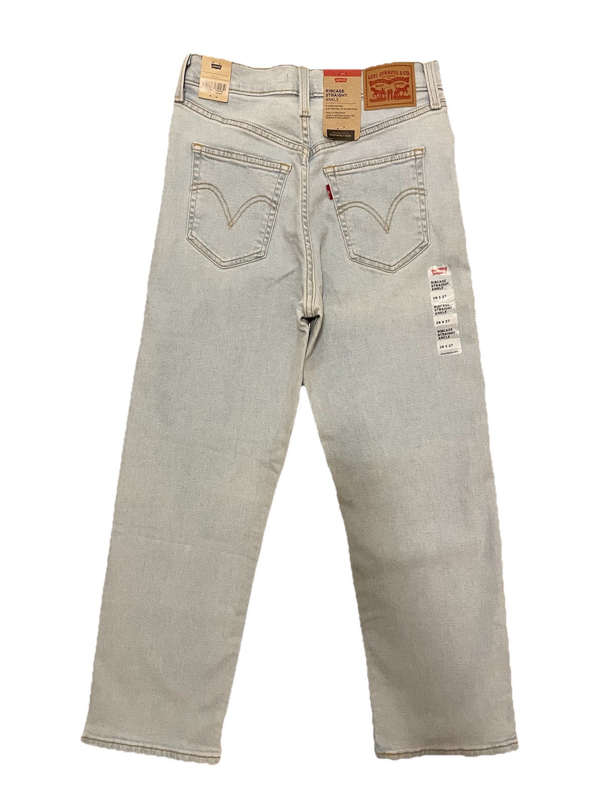 Levis Damen Jeans Ribcage Straight Ankle High Rise - hellblau / blau - Gr. 28/27