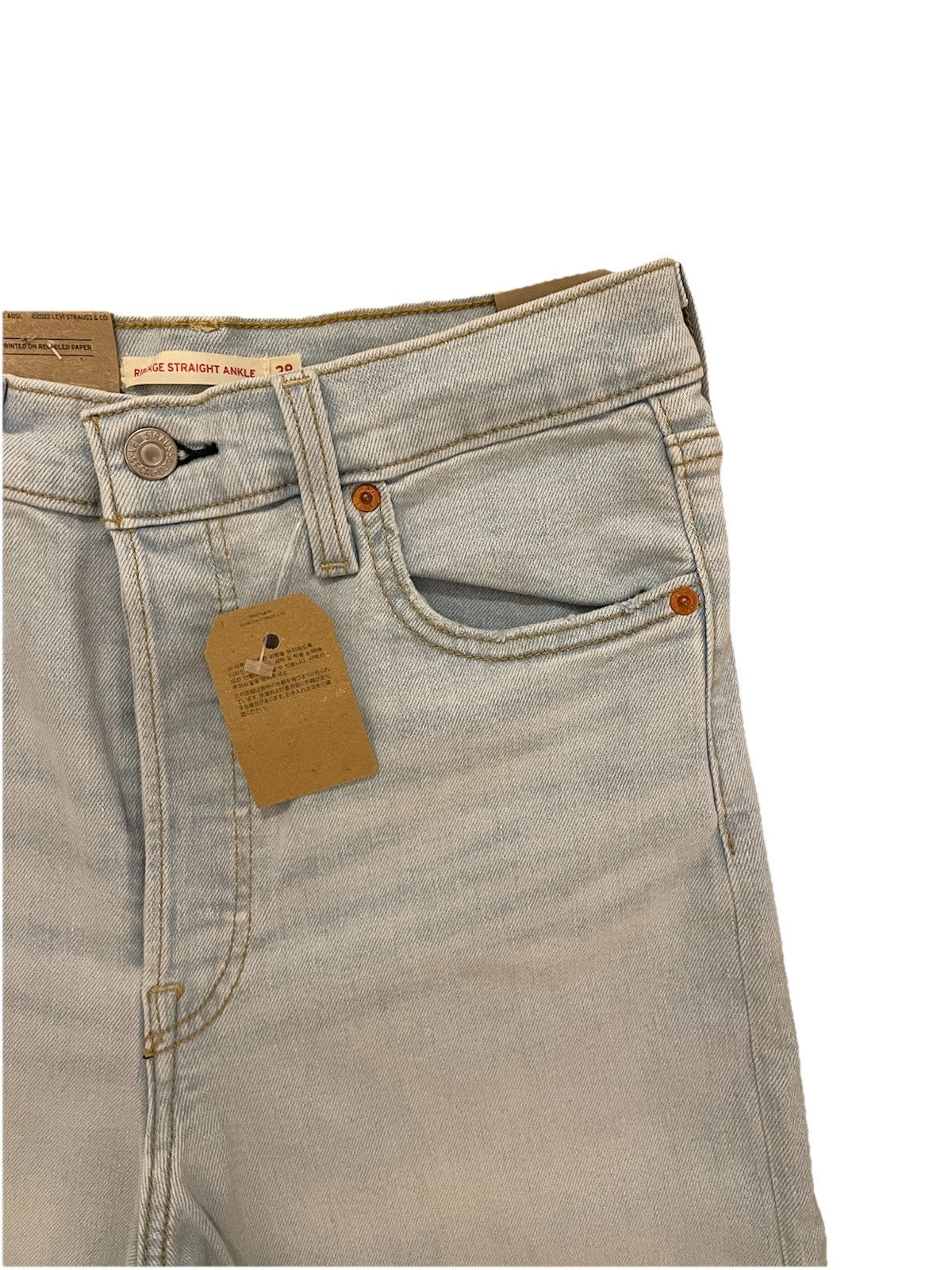 Levis Damen Jeans Ribcage Straight Ankle High Rise - hellblau / blau - Gr. 28/27