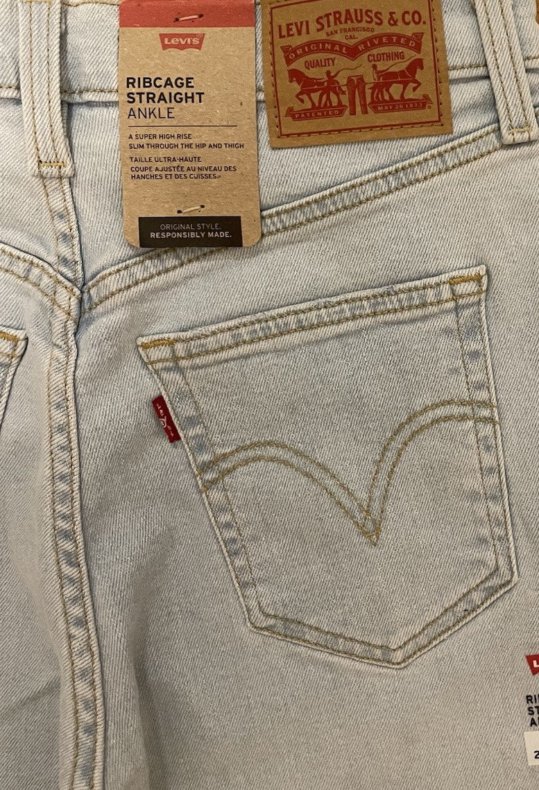 Levis Damen Jeans Ribcage Straight Ankle High Rise - hellblau / blau - Gr. 28/27