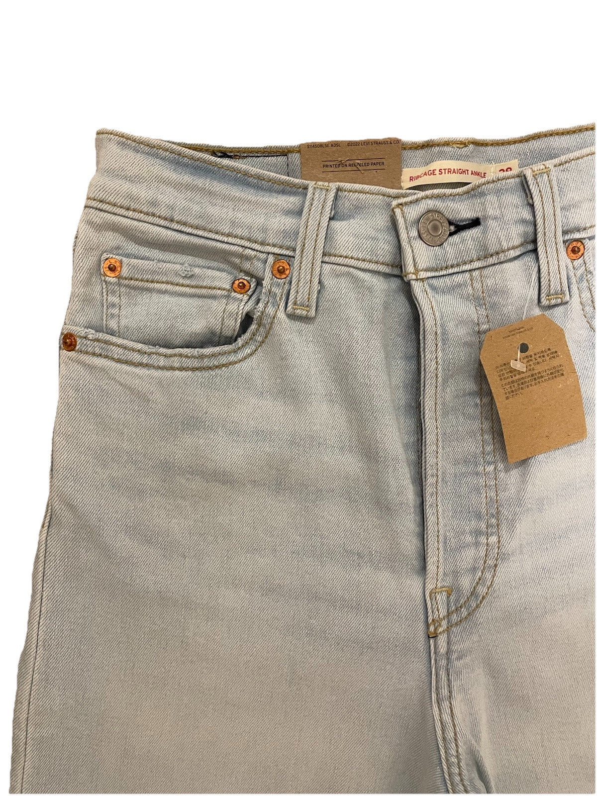 Levis Damen Jeans Ribcage Straight Ankle High Rise - hellblau / blau - Gr. 28/27