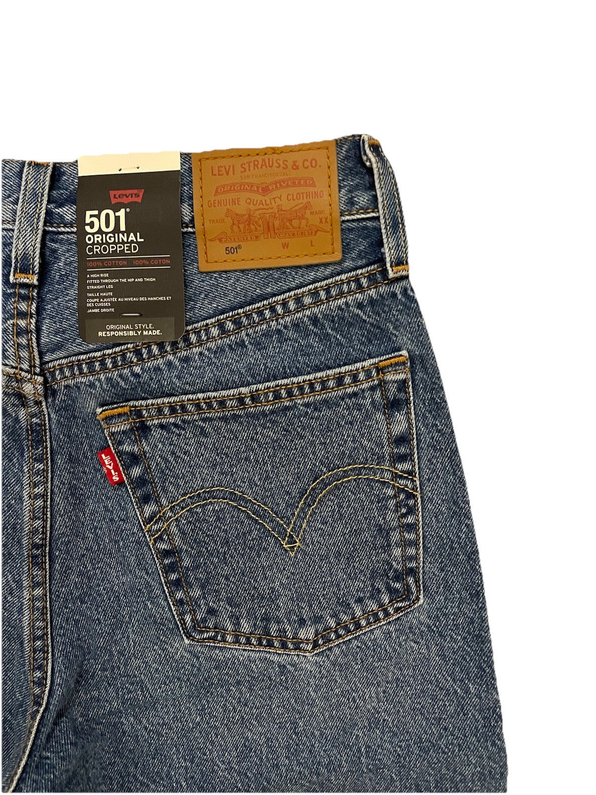 Levis Damen Jeans 501 Cropped - blau / stonewashed - Gr. 25/28