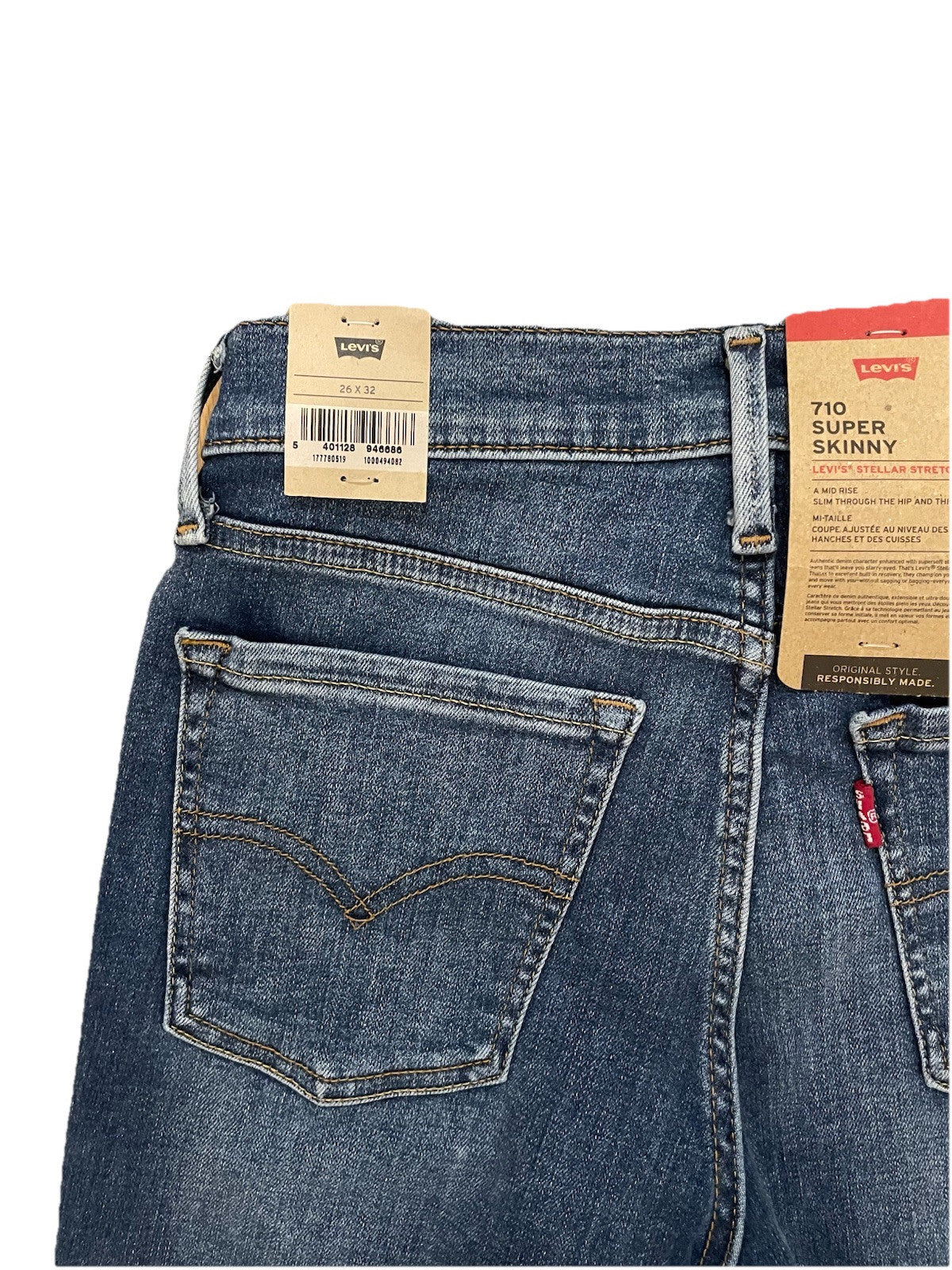 Levis Damen Jeans 710 Super Skinny - blau / dunkelblau - Gr. 26/32