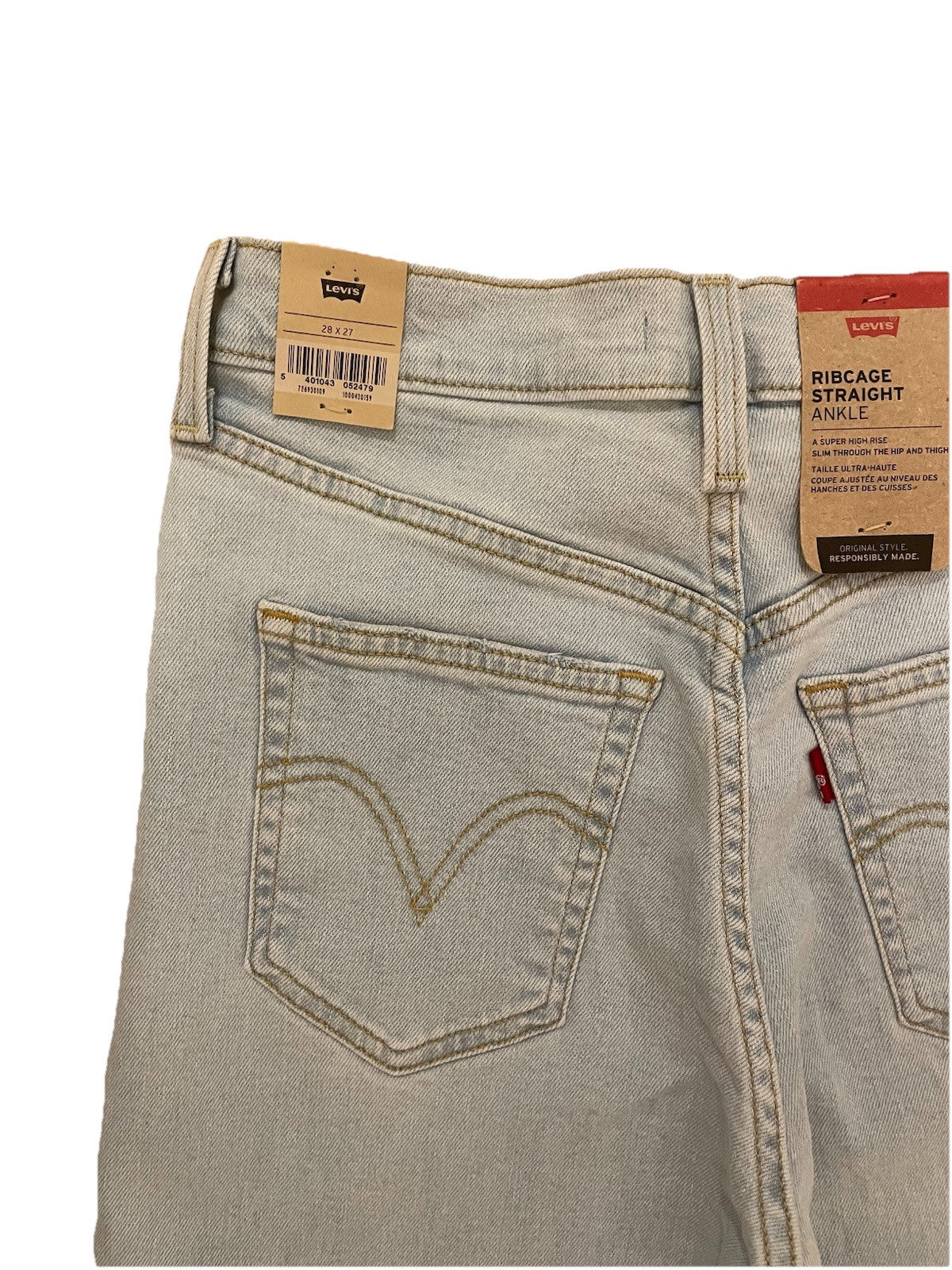 Levis Damen Jeans Ribcage Straight Ankle High Rise - hellblau / blau - Gr. 28/27